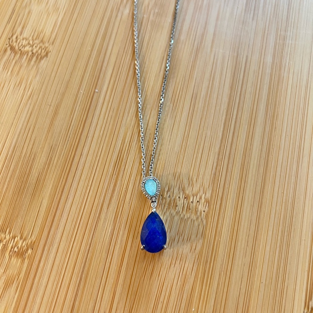 Laps Lazuli and aquamarine with pave diamonds